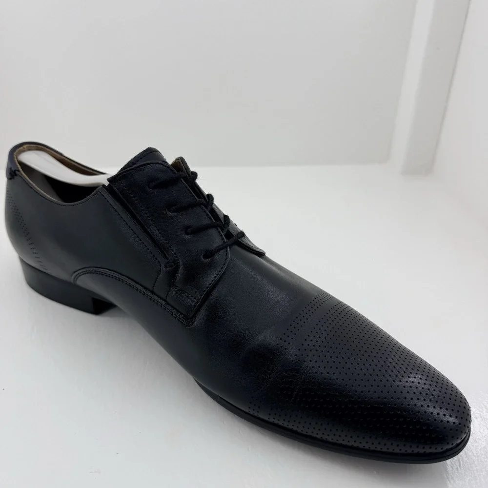 ALDO Men's Black Leather Cap Toe Oxford Dress Shoes Size 12 Lace Up Formal